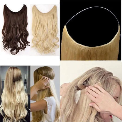 Invisible No Clips Hair Extensions-MEDIUM BROWN ROUNDED