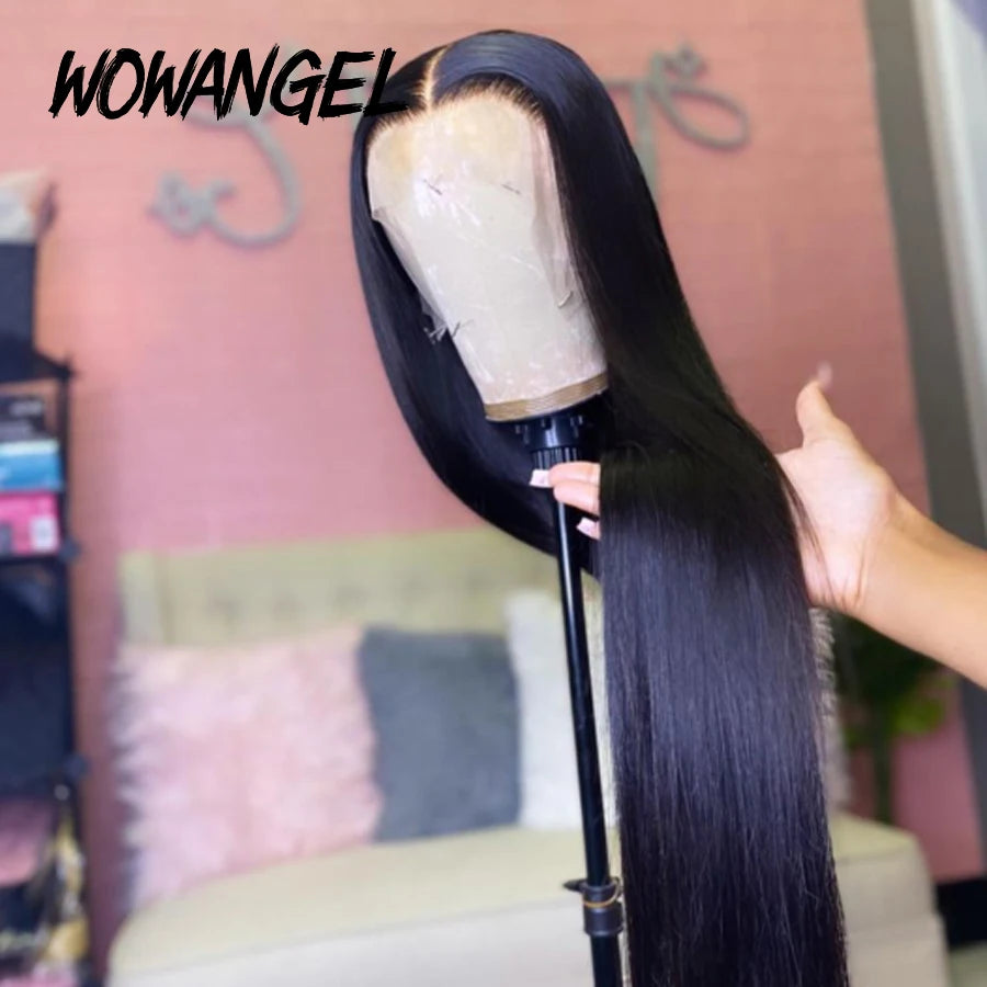 Wow Angel HD Full Frontal Wigs 36inch Straight Melt Skins 13x6 HD Lace Front Human Hair Wigs Virgin Hair Pre Plucked Glueless