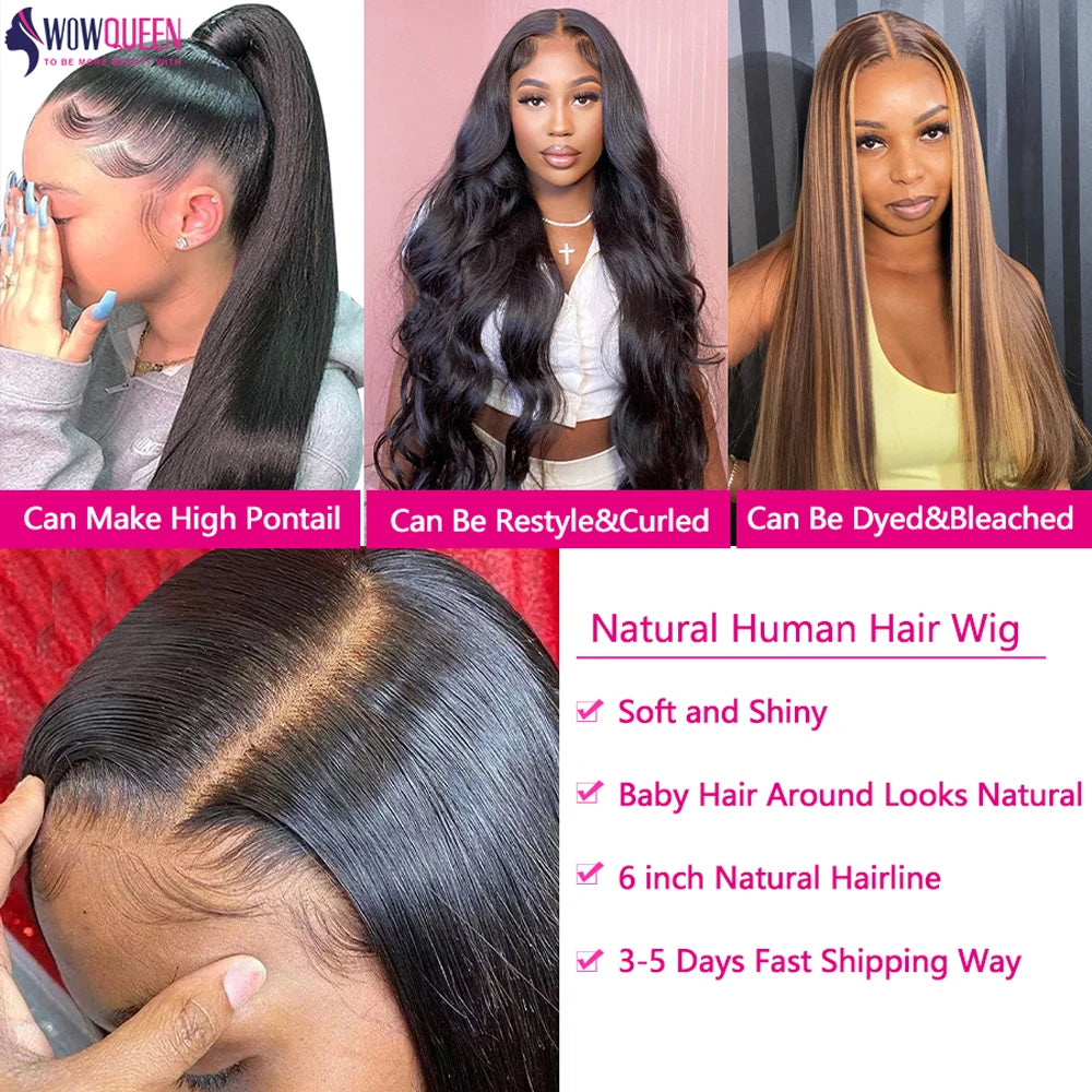 32 34 36 Inch 360 Lace Frontal Wig Pre Plucked Straight Lace Front Wig Human Hair 13X6 13x4 Lace Frontal Wig 5x5 Closure Wig