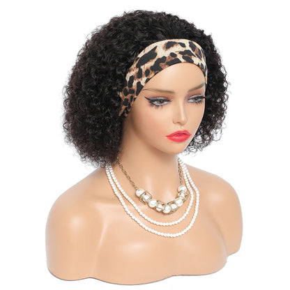 Mongolian Headband Wig Human Hair Kinky Curly Glueless Short Curly Wigs for Black Women Remy Human Hair Wig 180% Density Yarra