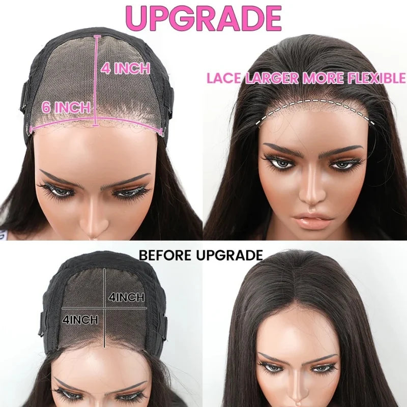 Wear And Go Brazilian Straight Human Hair Wig On Sale Glueless Preplucked 6x4 HD Lace Closure Wig Human Hair Ready To Go