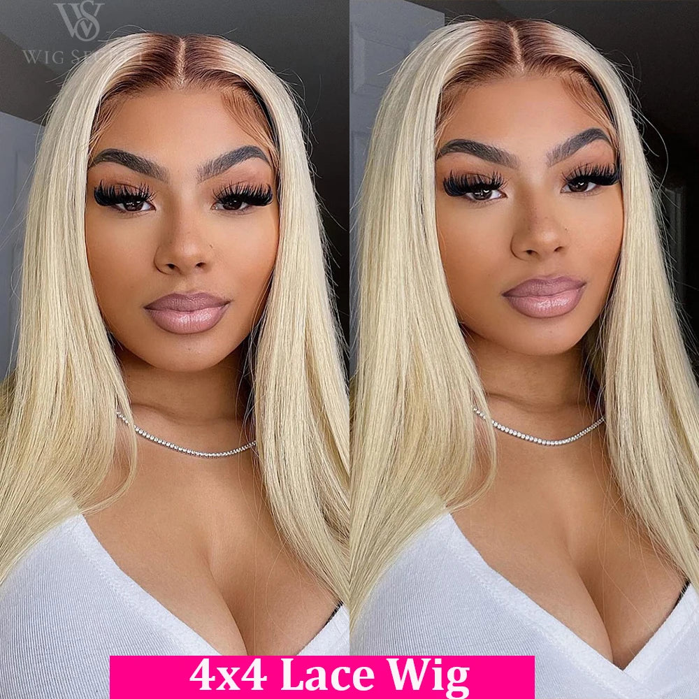 613 Transparent 13x4 HD Honey Blonde Frontal Straight Preplucked Human Hair Wig 13x4 Lace Front Wigs For Women 4x4 Glueless Wigs