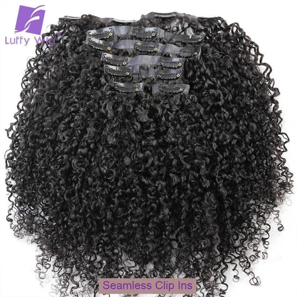 Seamless PU Clip in Hair Extensions Human Hair Brazilian 3C 4A Afro Kinky Curly Hair Bundles Skin Weft Clip Ins Extension 100G