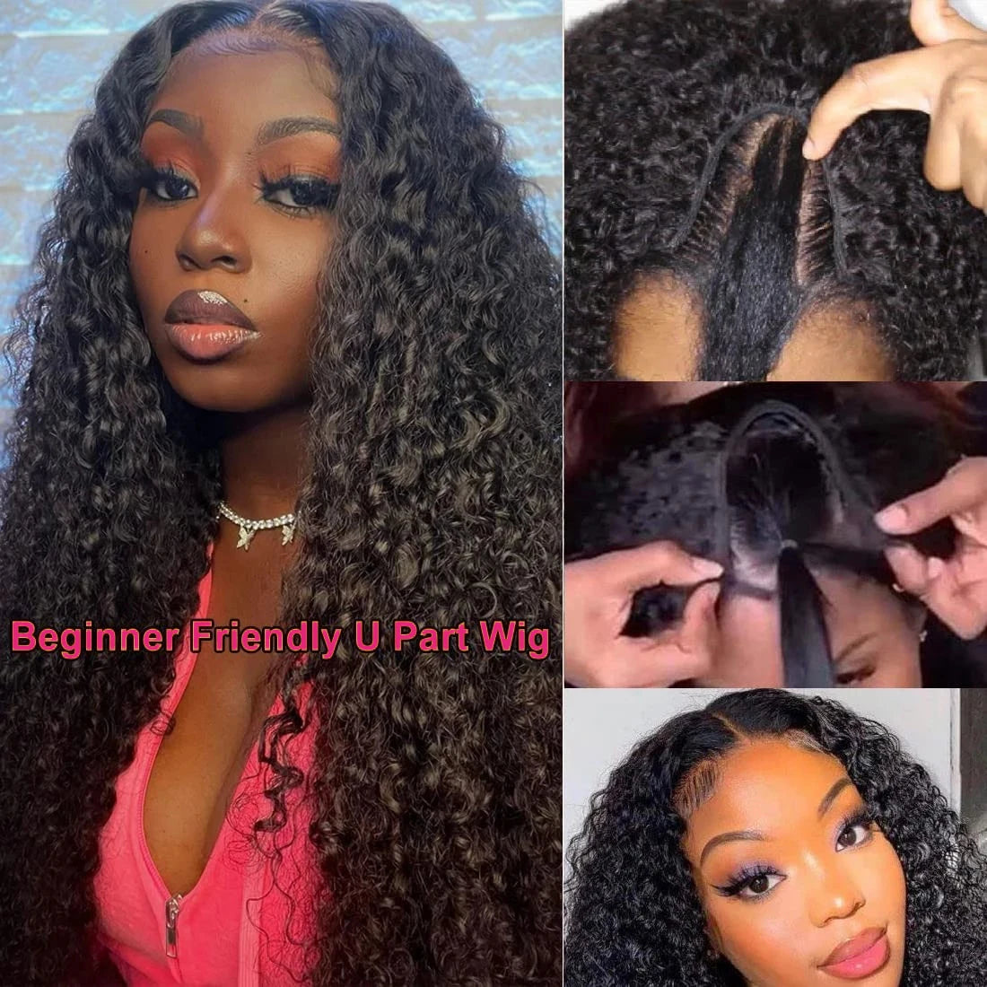 V Part Wig Human Hair No Leave Out Brazilian Kinky Curly Human Hair Wigs for Women Deep Wave Curly Wigs Glueless Virgin 250%