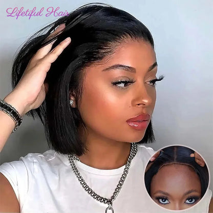 Glueless Bob Hair Wig Human Hair Ready To Wear Straight Transprent 4x4 Lace Closure Wigs For Women Glueless Wigs Human Hair