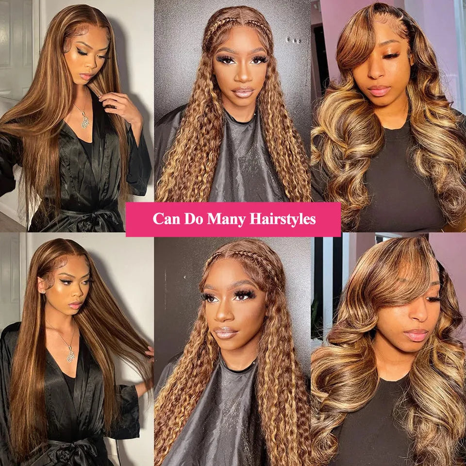 Highlight Glueless Wig Human Hair Body Wave Wigs Colored Hd Lace Front Wig 6X4 7x4 Glueless Wig Human Hair Ready To Wear And Go