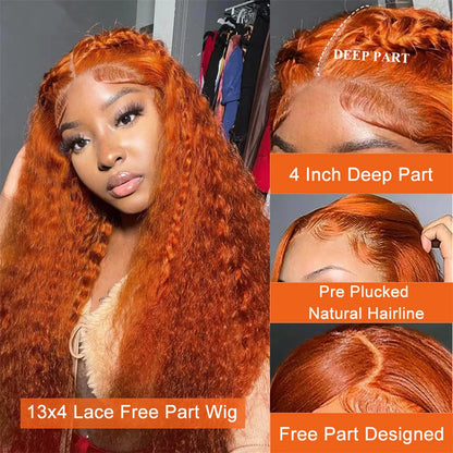 Orange Ginger Lace Front Wig Human Hair Curly Lace Front Human Hair Wig Glueless Deep Wave 13x4 13x6 Hd Lace Frontal Wig On Sale