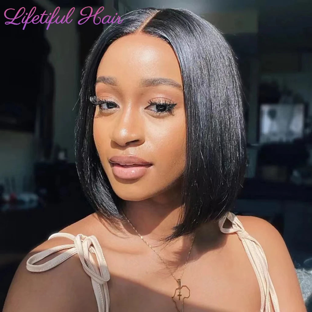 Glueless Bob Hair Wig Human Hair Ready To Wear Straight Transprent 4x4 Lace Closure Wigs For Women Glueless Wigs Human Hair