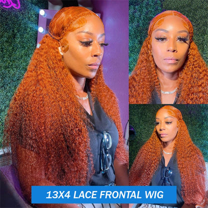 Orange Ginger Lace Front Wig Human Hair Curly Lace Front Human Hair Wig Glueless Deep Wave 13x4 13x6 Hd Lace Frontal Wig On Sale