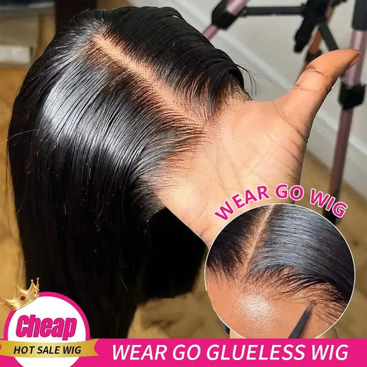 Wear And Go Brazilian Straight Human Hair Wig On Sale Glueless Preplucked 6x4 HD Lace Closure Wig Human Hair Ready To Go