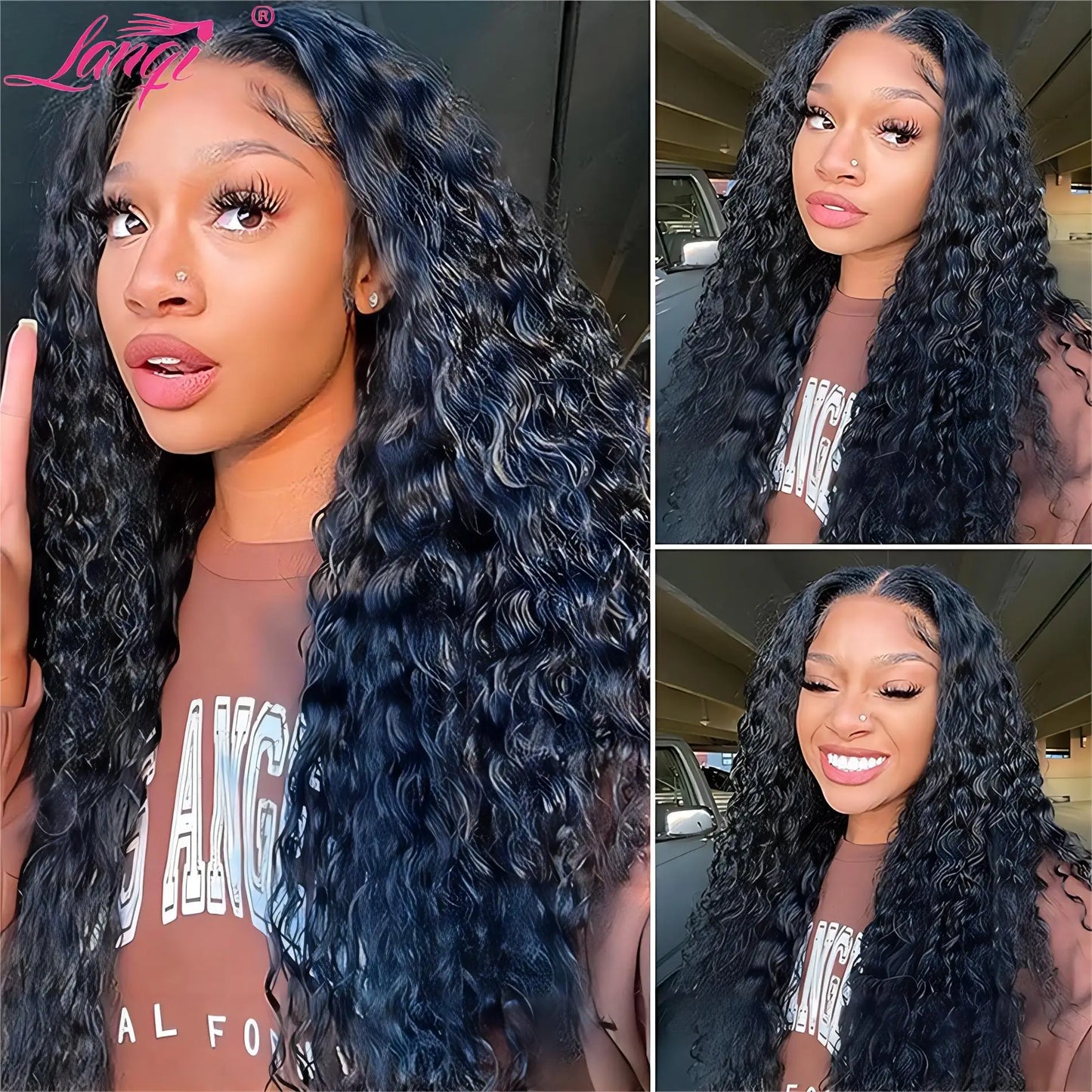 250% 13X4 Deep Wave Glueless Wigs Human Hair Ready To Wear 13x4 Curly Lace Front Human Hair Wig Transparent Lace Frontal Wig