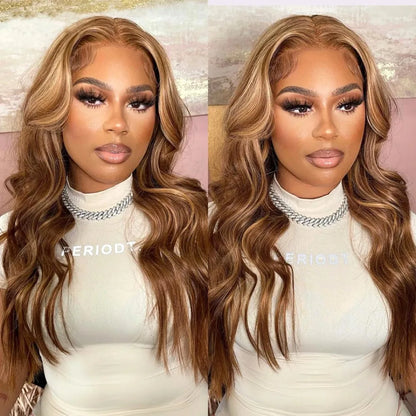 Highlight Glueless Wig Human Hair Body Wave Wigs Colored Hd Lace Front Wig 6X4 7x4 Glueless Wig Human Hair Ready To Wear And Go