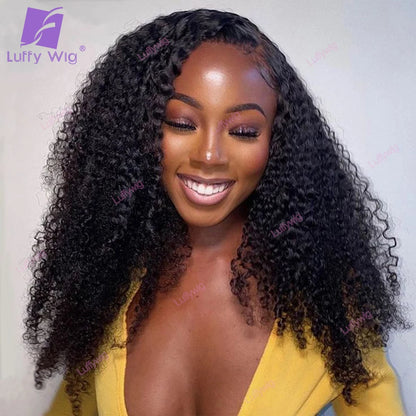 200Density V Shape Wig Afro Kinky Curly Human Hair V Part Wig Short Curly Glueless No Leave Out New U Part Wigs For Women