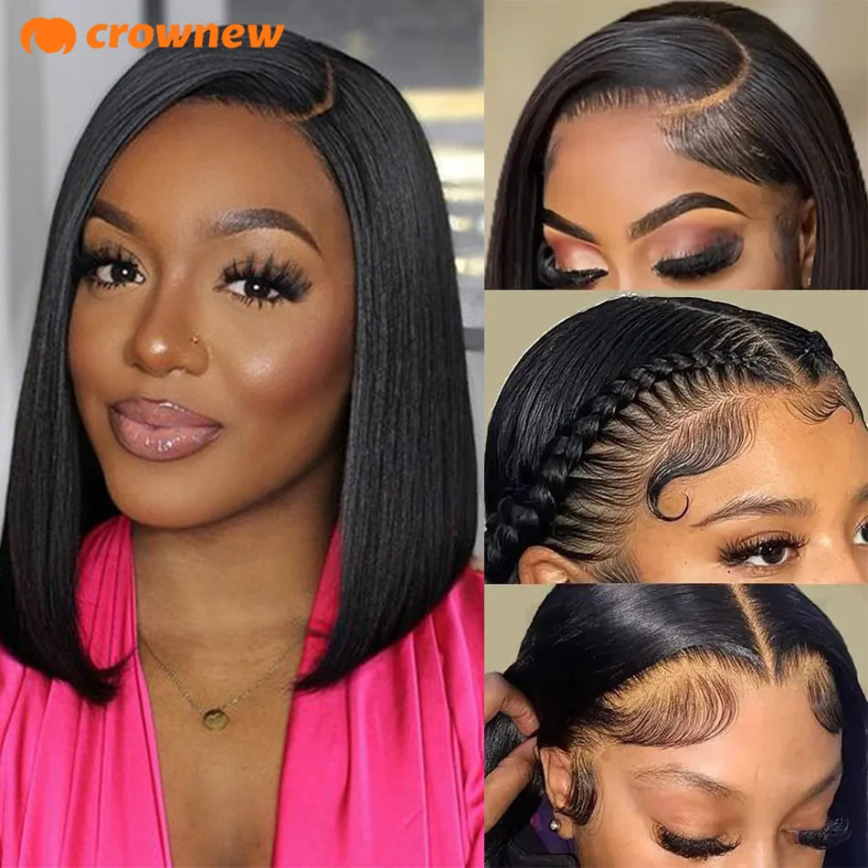 Bob Wig Human Hair Lace Front Wigs Human Hair Glueless Wigs Human Hair Hd Transparent 13X4 Straight Lace Frontal Bob Wigs