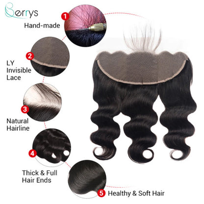 13x6 HD lace Frontal Invisible HD Transparent Lace Melt Skins Body Wave 13x4 HD Lace Only Human Hair Pre Plucked HD Lace Closure