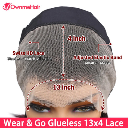 Glueless Straight Wig Wear and Go 5x5 13x4 Lace Front Wigs Human Hair Brazilian Remy Hair Ready to Wear Lace Wig Pre-Cut Lace