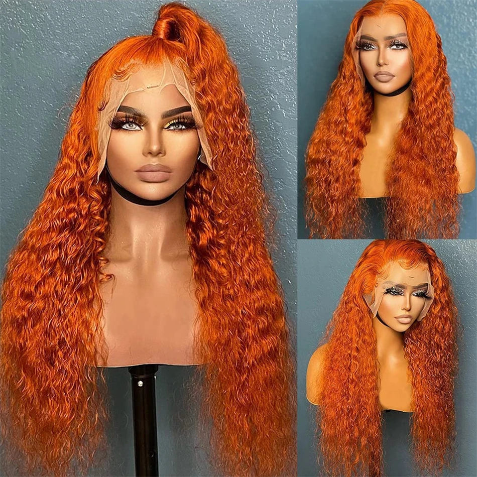 Orange Ginger Lace Front Wig Human Hair Curly Lace Front Human Hair Wig Glueless Deep Wave 13x4 13x6 Hd Lace Frontal Wig On Sale