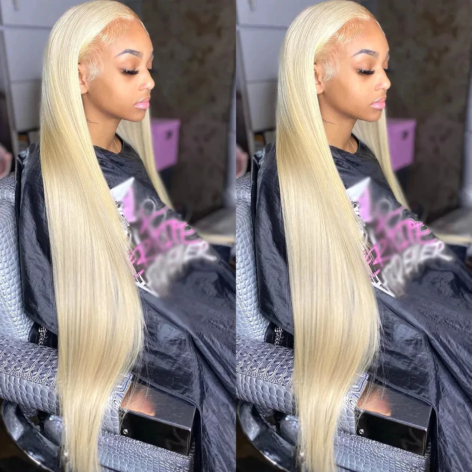 613 Transparent 13x4 HD Honey Blonde Frontal Straight Preplucked Human Hair Wig 13x4 Lace Front Wigs For Women 4x4 Glueless Wigs