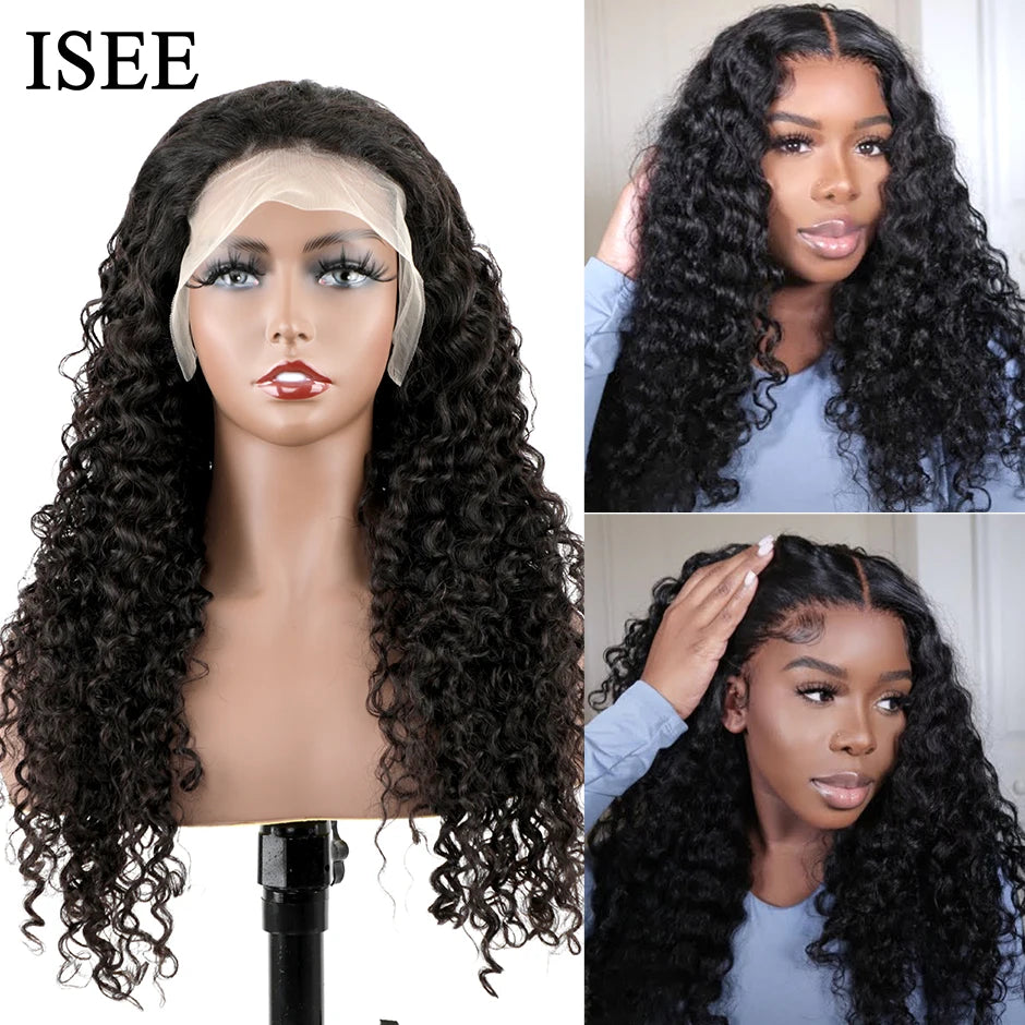 ISEE Wear Go Wig Brazilian Deep Wave Pre Bleached Knots 13x4 Lace Wigs 6x4 HD Glueless Pre Plucked Human Wigs Ready To Go