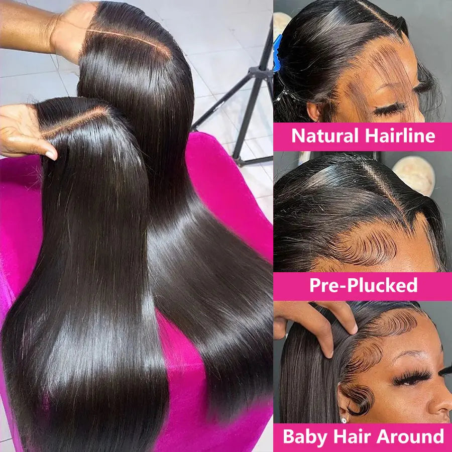 Glueless Straight Wig Wear and Go 5x5 13x4 Lace Front Wigs Human Hair Brazilian Remy Hair Ready to Wear Lace Wig Pre-Cut Lace