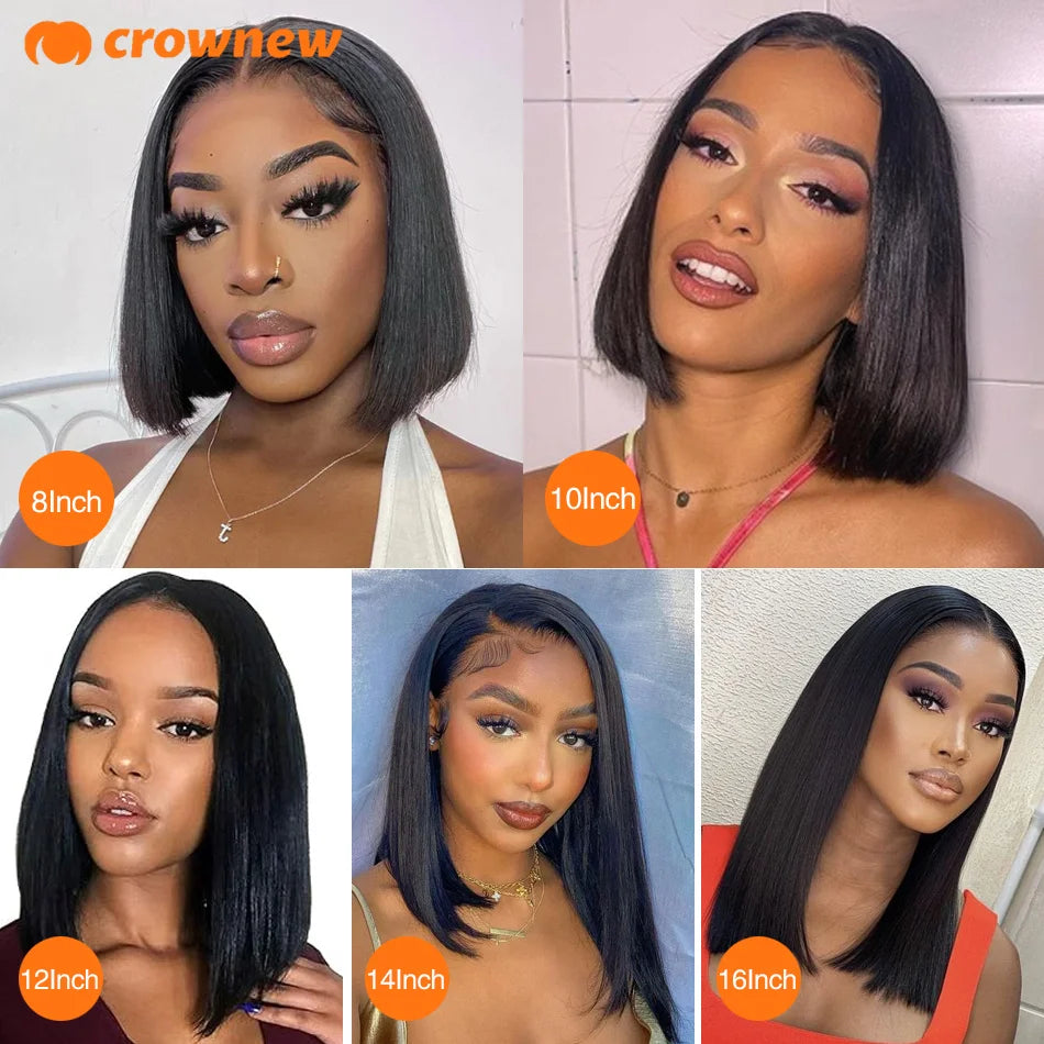 Bob Wig Human Hair Lace Front Wigs Human Hair Glueless Wigs Human Hair Hd Transparent 13X4 Straight Lace Frontal Bob Wigs