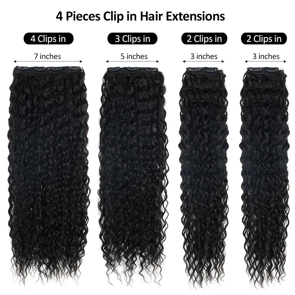 Synthetic Clip In Fitting Extension Full Head Long Kinky Curly Wig Fake False Hair Pieces Clip-on Black Brown Hairpin For Women