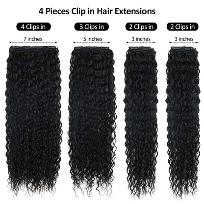 Synthetic Clip In Fitting Extension Full Head Long Kinky Curly Wig Fake False Hair Pieces Clip-on Black Brown Hairpin For Women