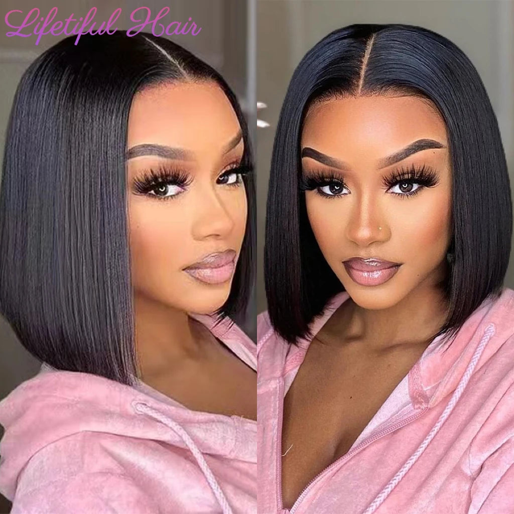 Glueless Bob Hair Wig Human Hair Ready To Wear Straight Transprent 4x4 Lace Closure Wigs For Women Glueless Wigs Human Hair