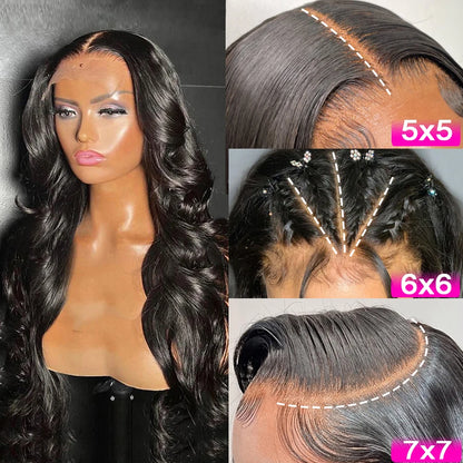 Wow Angel Glueless 250% Real HD Lace Closure Wigs 7X7/6x6/5X5 HD Closure Wig Body Wave Pre Plucked Human Hair Wigs For Women