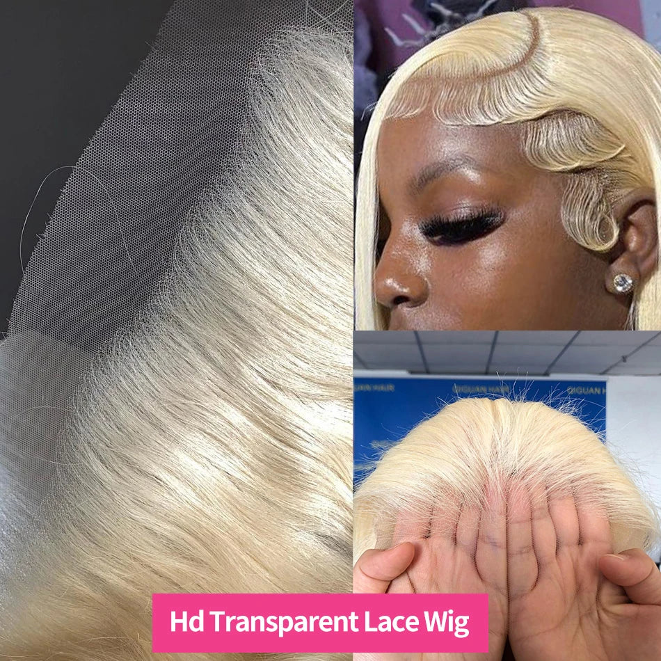 613 Transparent 13x4 HD Honey Blonde Frontal Straight Preplucked Human Hair Wig 13x4 Lace Front Wigs For Women 4x4 Glueless Wigs