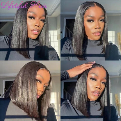 Glueless Bob Hair Wig Human Hair Ready To Wear Straight Transprent 4x4 Lace Closure Wigs For Women Glueless Wigs Human Hair