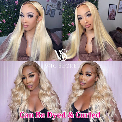 613 Transparent 13x4 HD Honey Blonde Frontal Straight Preplucked Human Hair Wig 13x4 Lace Front Wigs For Women 4x4 Glueless Wigs