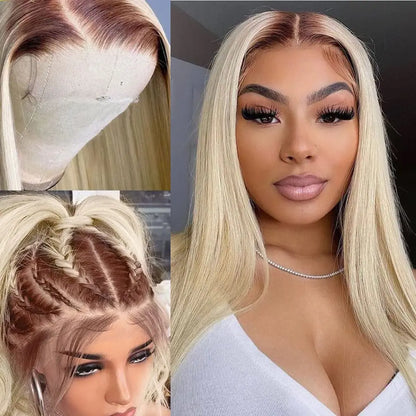 613 Transparent 13x4 HD Honey Blonde Frontal Straight Preplucked Human Hair Wig 13x4 Lace Front Wigs For Women 4x4 Glueless Wigs