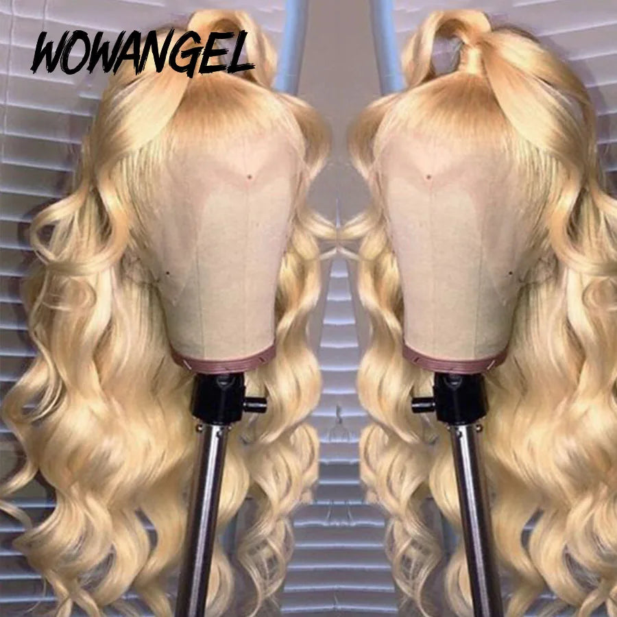 Wow Angel Real HD Lace Frontal Wig 250% 13x4 HD Lace Front Human Hair Wig 613 Blonde Body Wave Wigs HD Lace Closure Wig Glueless