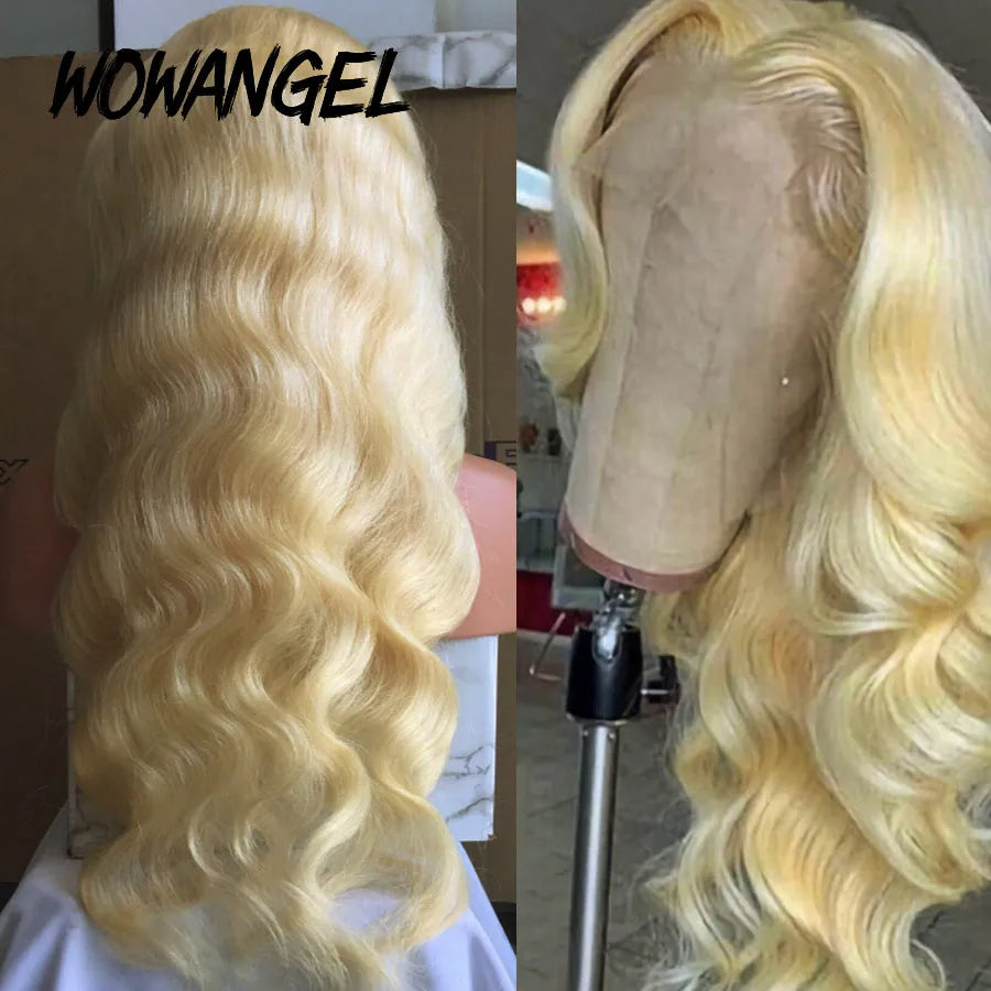 Wow Angel Real HD Lace Frontal Wig 250% 13x4 HD Lace Front Human Hair Wig 613 Blonde Body Wave Wigs HD Lace Closure Wig Glueless