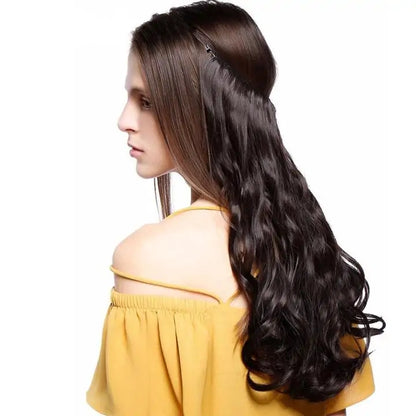 Invisible No Clips Hair Extensions-MEDIUM BROWN ROUNDED